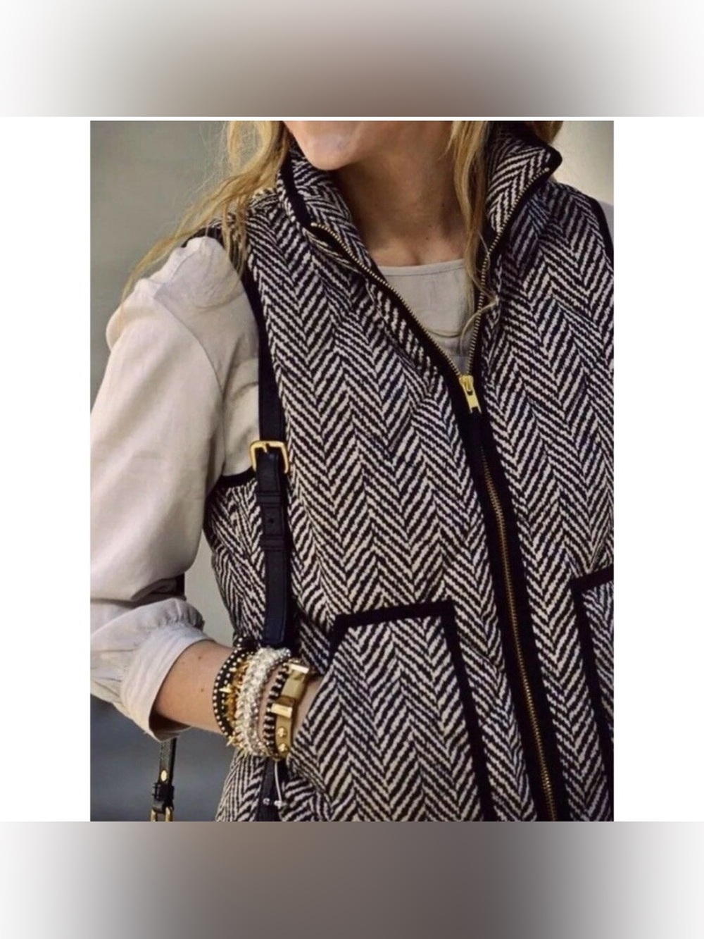 J Crew Herringbone Puffer Vest XS